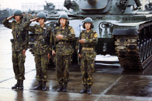 Taiwanese troepen voor oefening